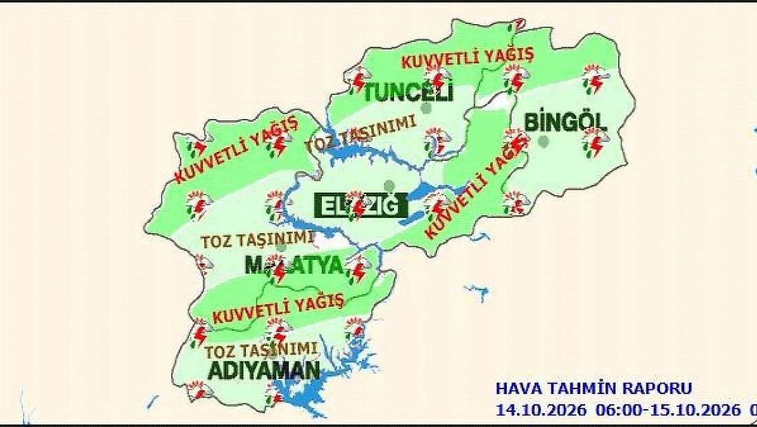 Malatya’da Kuvvetli Yağış ve Fırtına Uyarısı! Toz Taşınımına Dikkat