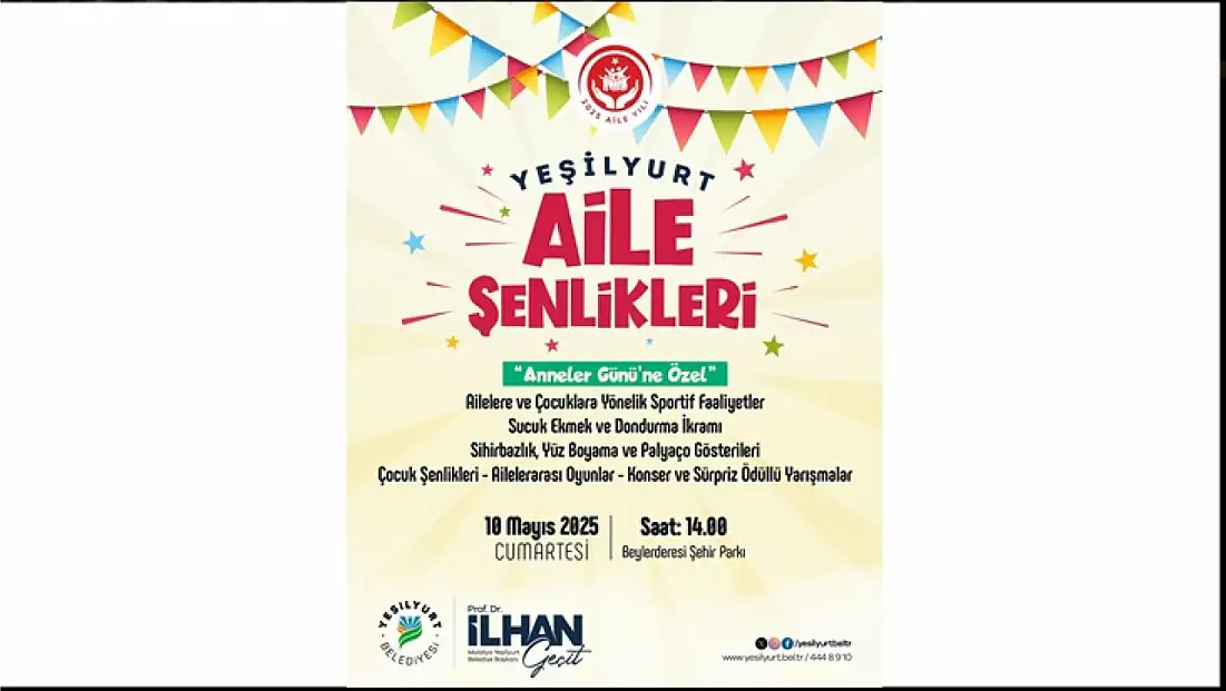 Yeşilyurt Aile Şenlikleri 10 Mayıs’ta Beylerderesi Şehir Parkında!
