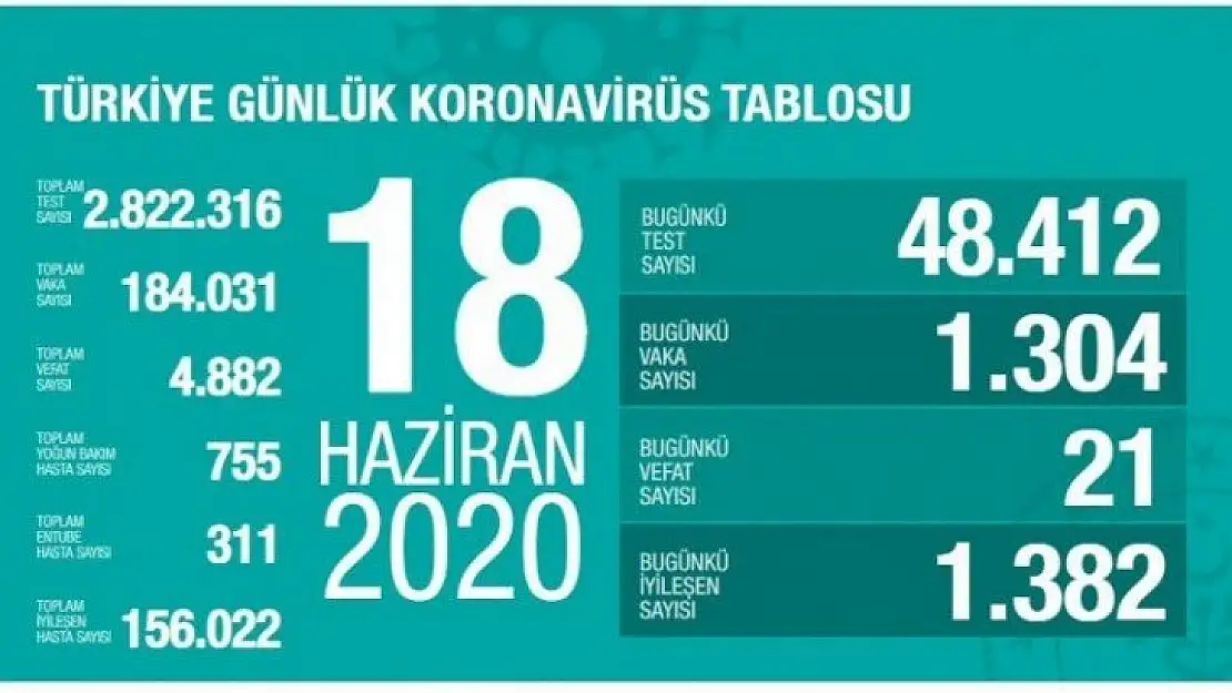 18 Haziran koronavirüs tablosu!