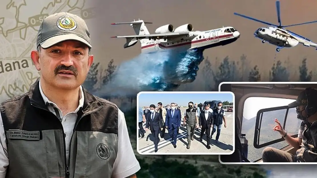 Bakan Pakdemirli: Adana'nın Kozan İlçesinde Devam Eden Yangına 2 Uçak Ve 19 Helikopterle Müdahalemiz Sürüyor