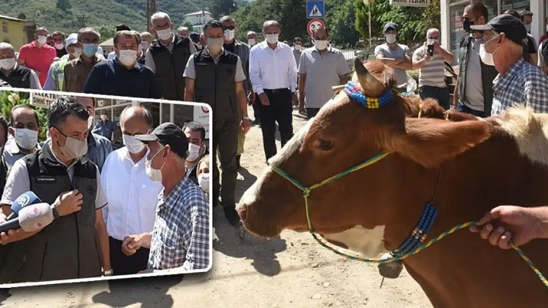 Bakan Pakdemirli'den, Selde İneği Telef Olan Vatandaşa İnek Hediyesi