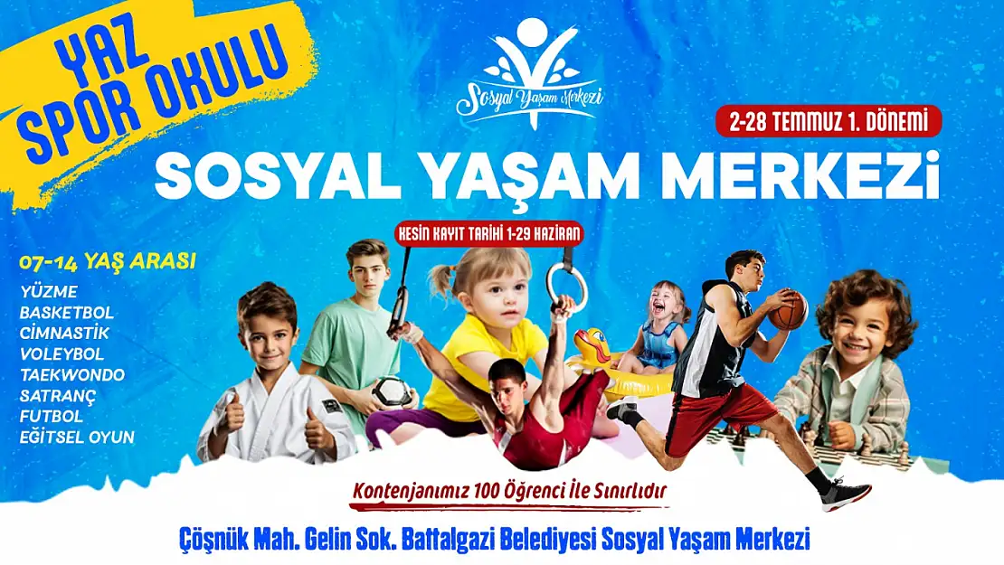 Battalgazi Sosyal Yaşam Merkezi'nde yaz spor okulu için geri sayım