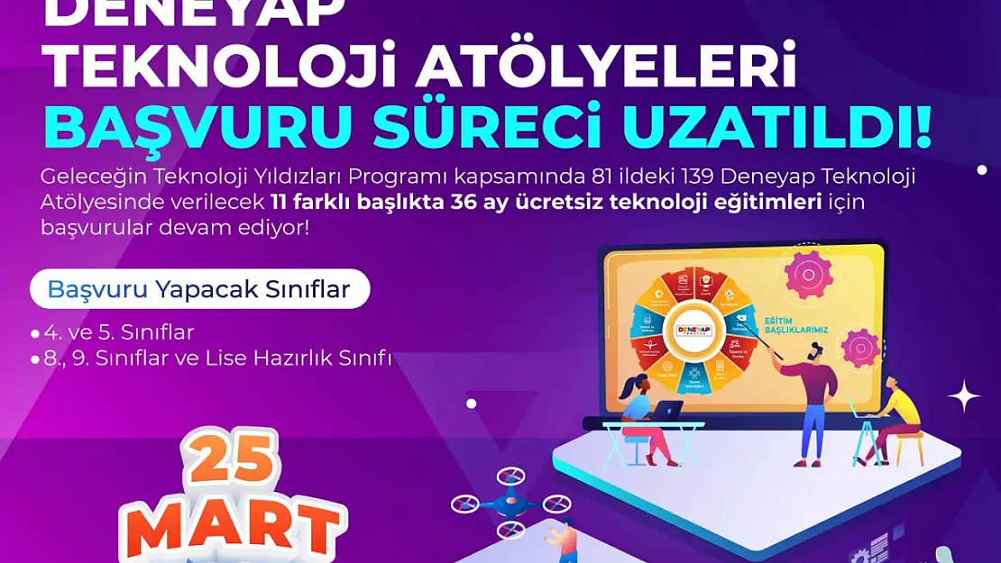 Deneyap Teknoloji Atölyeleri için başvuru süreci uzatıldı