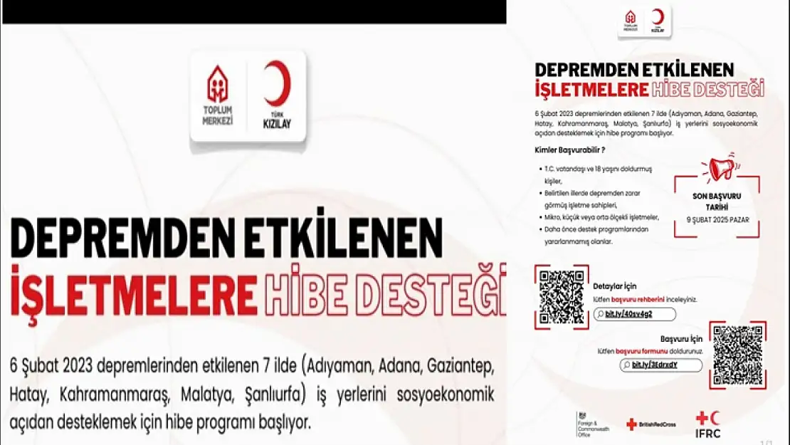 Depremden etkilenen işletmelere '150 Bin TL Hibe Desteği'