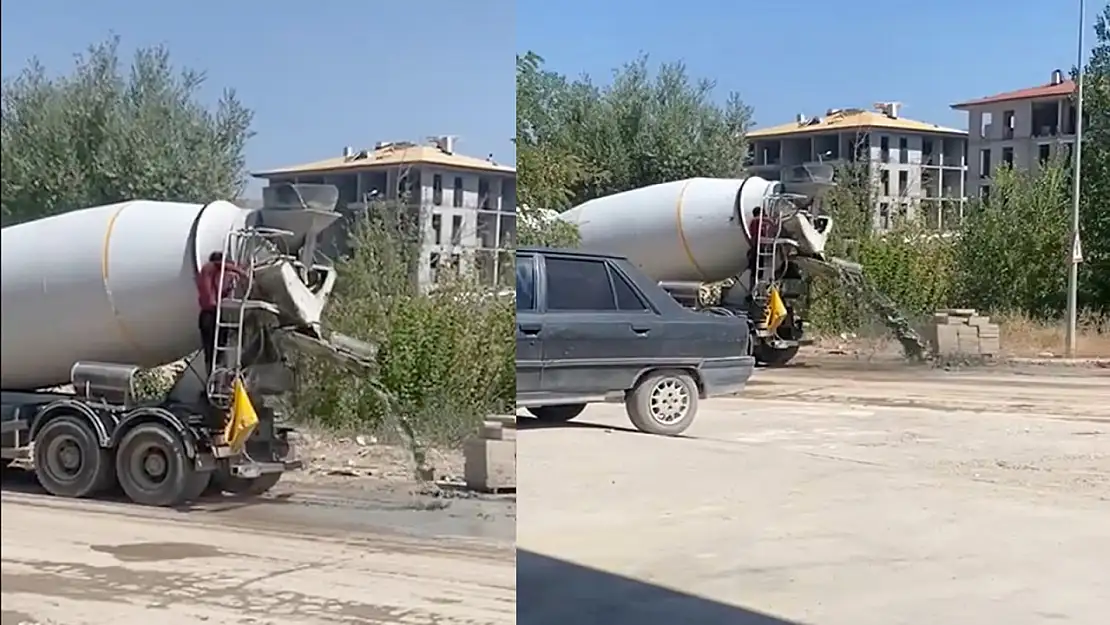 Doğanşehir'de Beton Mikseri Tepkisi: Atık Beton Yol Kenarına Döküldü