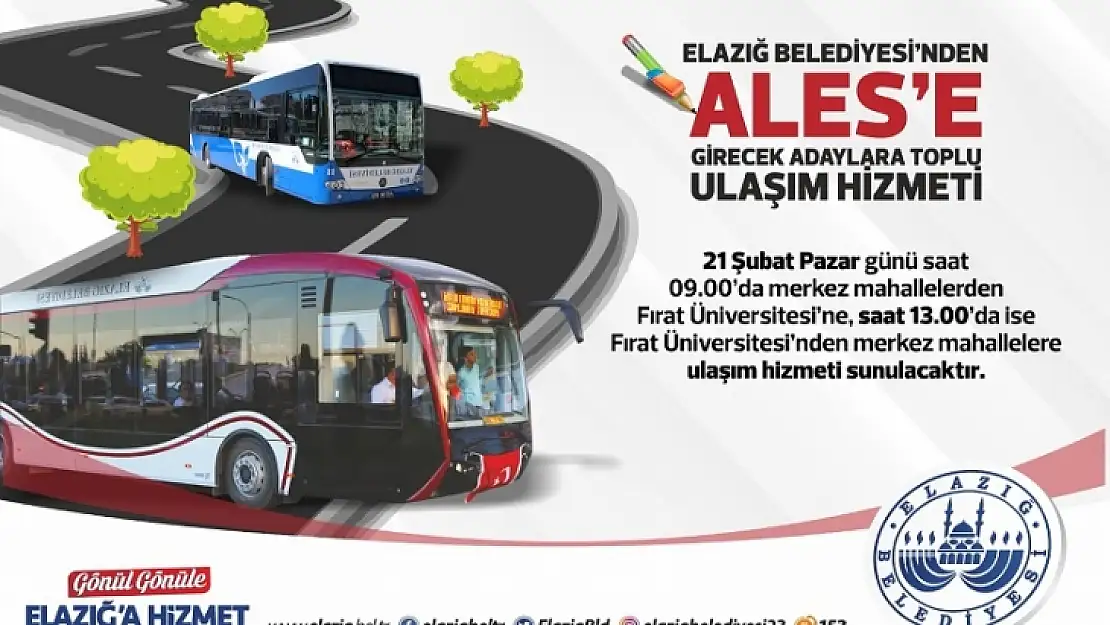 Elazığ Belediyesi'nden ALES'e Girecek Adaylara Toplu Ulaşım Hizmeti