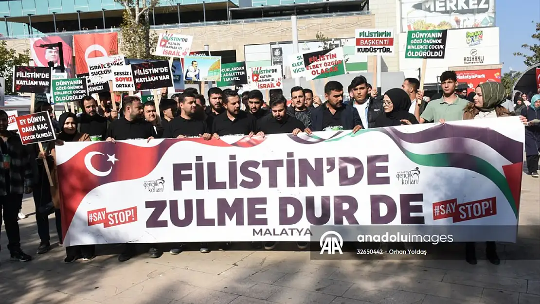 Malatya, Adıyaman ve Kilis'te AK Parti'li gençlerden İsrail'e tepki