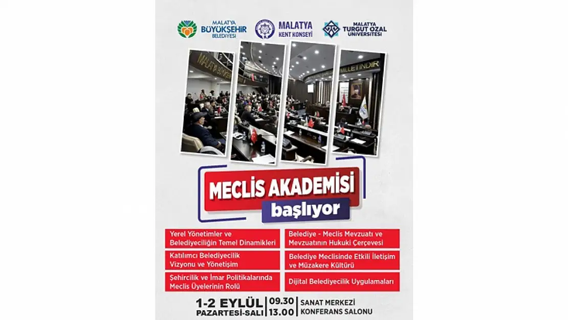 Malatya'da 'Meclis Akademisi' Başlıyor: Belediye Meclis Üyelerine Uluslararası Sertifikalı Eğitim
