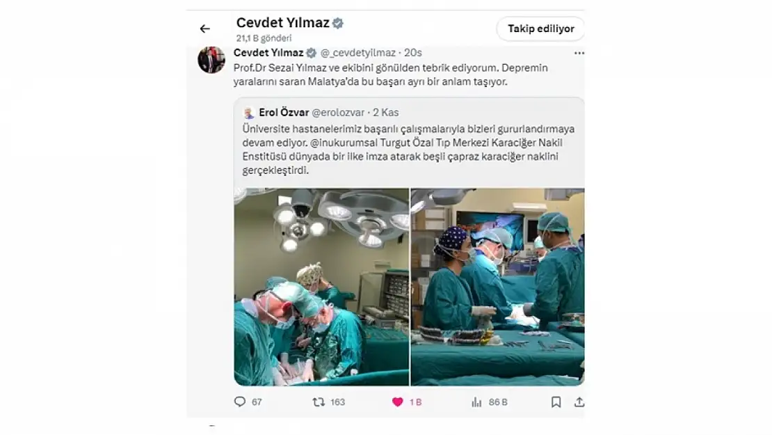 Prof.Dr Sezai Yılmaz ve ekibini gönülden tebrik ediyorum.