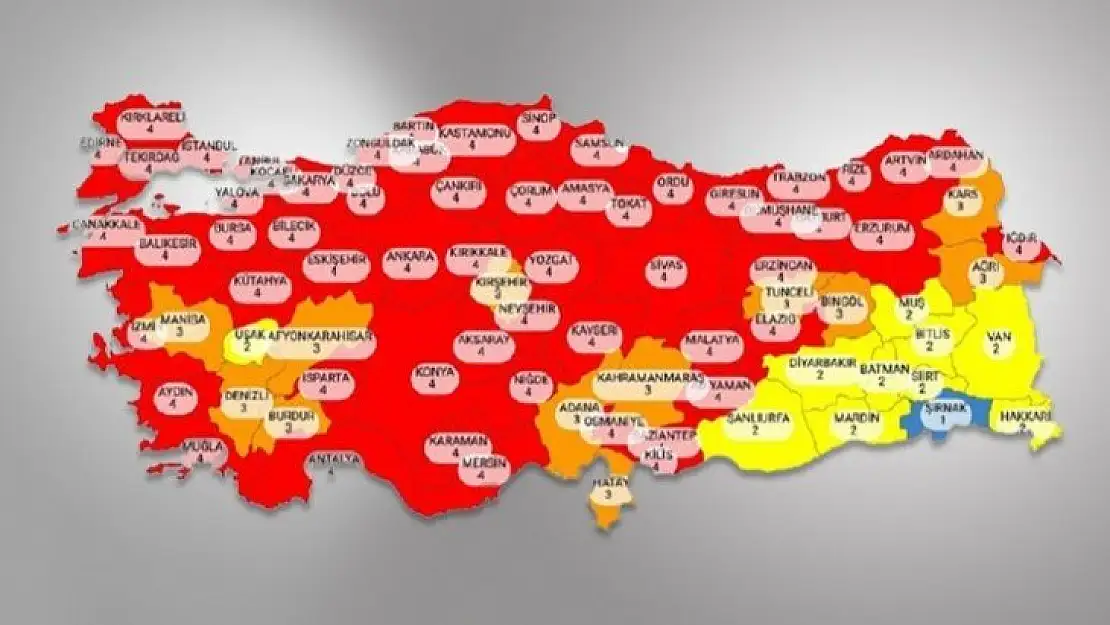 Risk haritası yayınlandı! Malatya Kırmızı İller Arasında