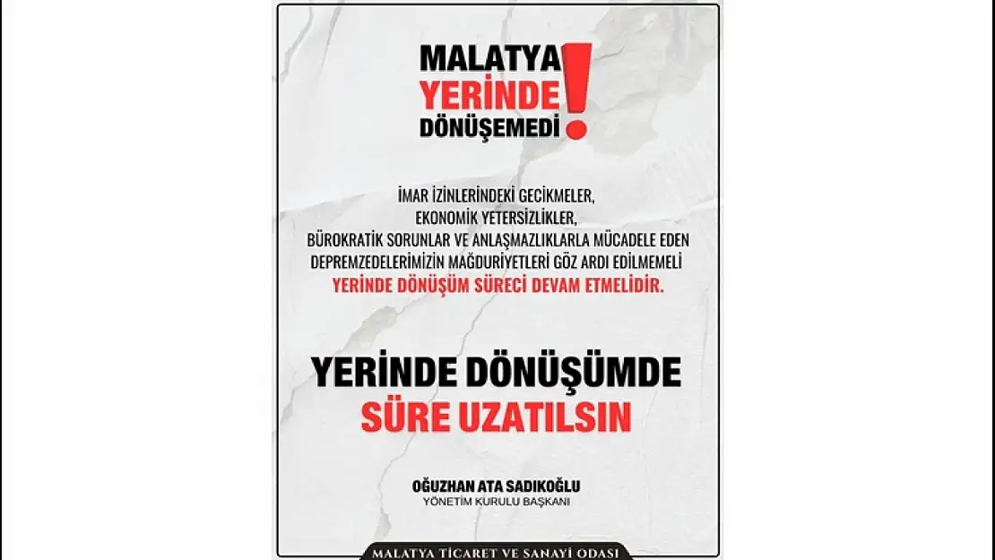 Sadıkoğlu: 'Bu şehir 16 ay imar bekledi, yerinde dönüşüm süresi uzatılmalıdır'