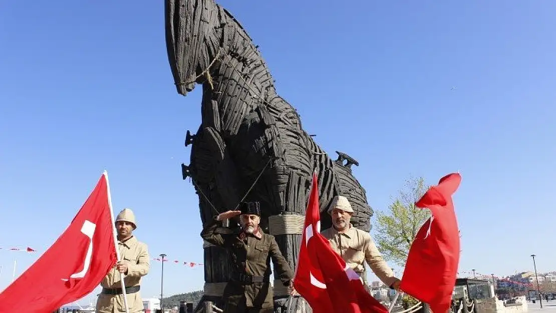 Şehitler için Çanakkale'ye yürüyen gazi torunu, Eceabat'a ulaştı