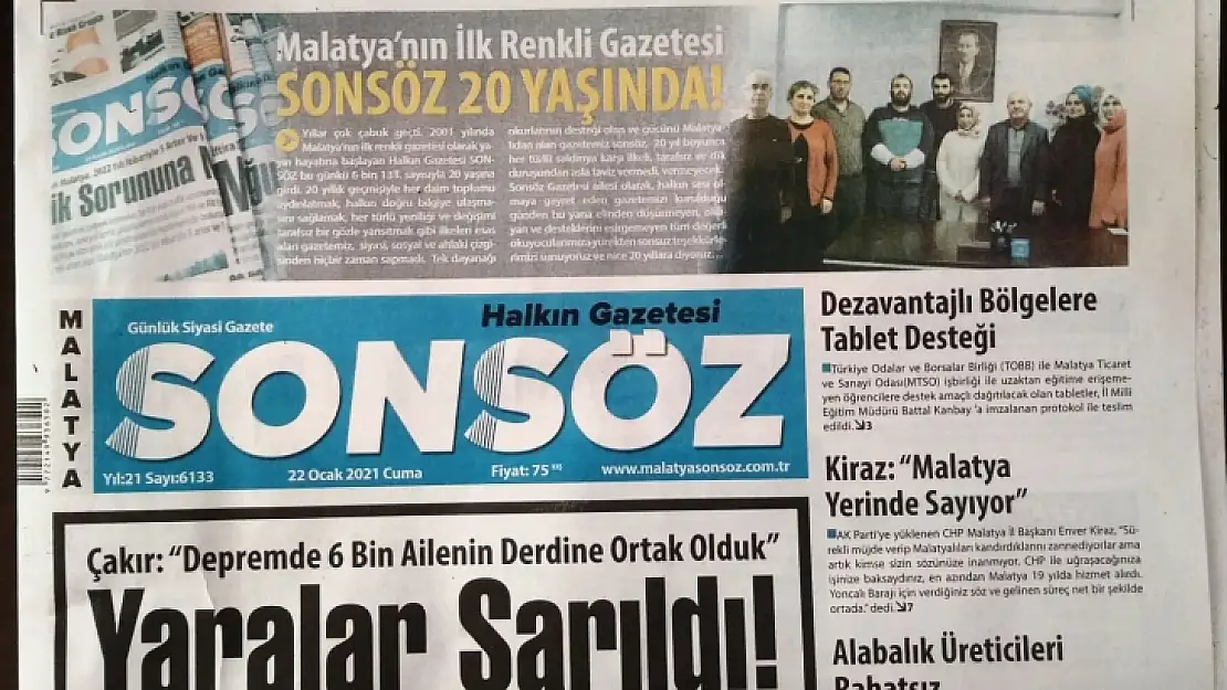 Sonsöz Gazetesi 20.Yaşını Kutluyor