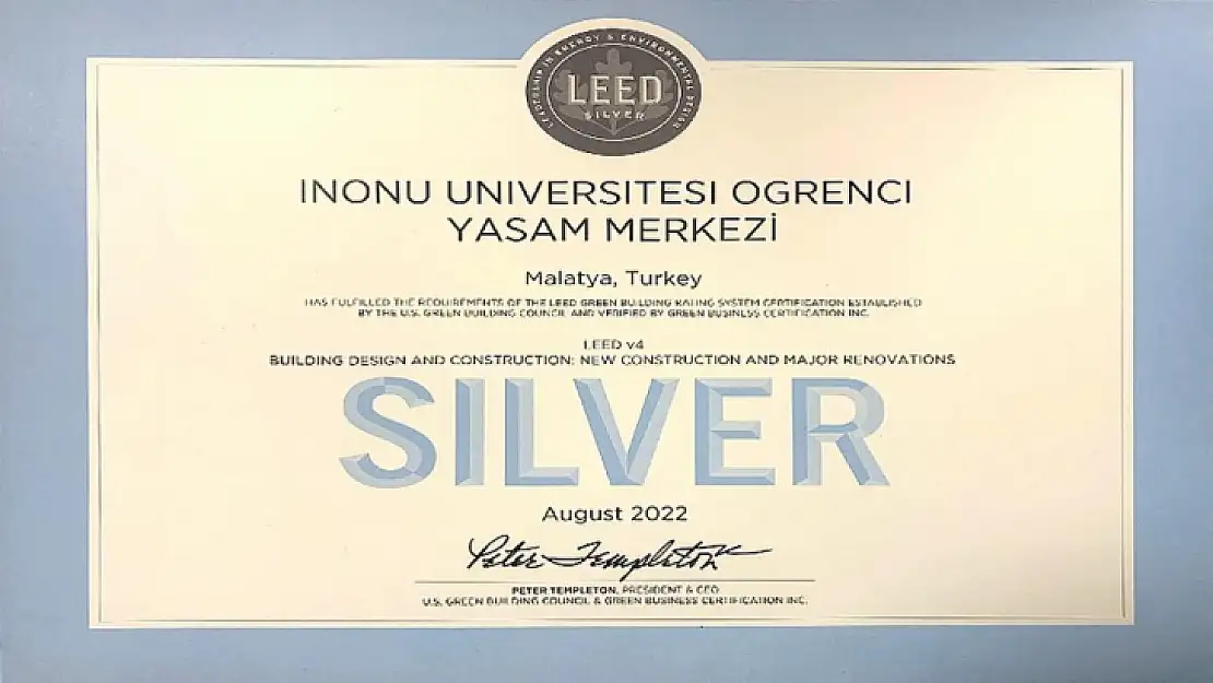 Yaşam Merkezi SİLVER Seviyesinde Yeşil Bina Belgesi Aldı