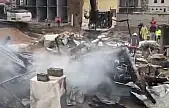 Şantiye alanında işçilerin kaldığı konteynerde yangın