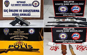 Malatya'da Asayiş Uygulamalarında Uyuşturucu ve Silah Ele Geçirildi