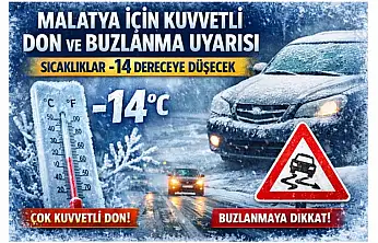 Malatya İçin Kuvvetli Don ve Buzlanma Uyarısı: Sıcaklıklar -14 Dereceye Düşecek