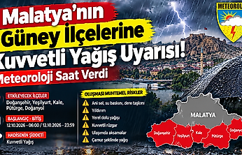 Malatya'nın Güney İlçelerine Kuvvetli Yağış Uyarısı! Meteoroloji Saat Verdi