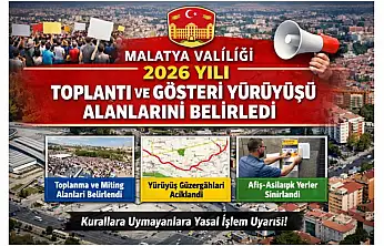 Malatya Valiliği 2026 Yılı Toplantı ve Gösteri Yürüyüşü Alanlarını Belirledi