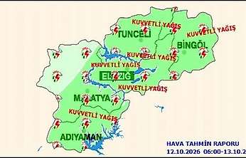 Malatya ve Çevre İller İçin Kuvvetli Yağış Uyarısı!