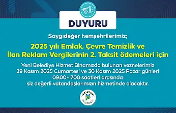 Yeşilyurt Belediye Vezneleri, Hafta Sonu Hizmet Verecek