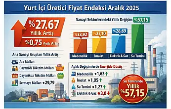 Yİ-ÜFE Aralık'ta Yıllık %27,67 Arttı