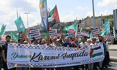İstanbul'da 'Küresel Gazze Yürüyüşü'ne destek, Sisi'ye tepki