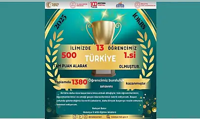 Malatya'da 13 Türkiye Birincisi!