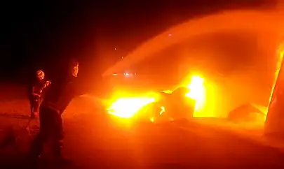Malatya TOKİ şantiyesinde maddi hasarlı yangın