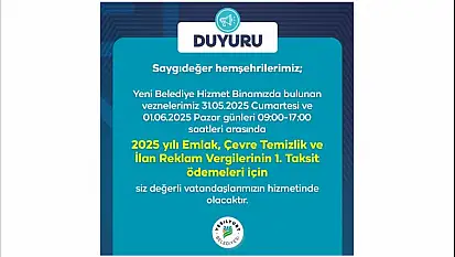 Yeşilyurt Belediye Vezneleri Hafta Sonu Açık!