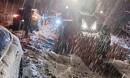 Darende'de Karla Mücadele Gece Boyu Sürdü