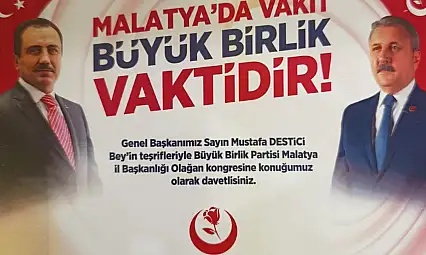 Destici 1 Şubat'ta Malatya'da: BBP 9. Olağan İl Kongresi Yapılacak