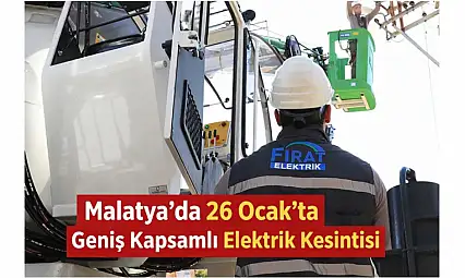 Malatya'da 26 Ocak'ta Geniş Kapsamlı Elektrik Kesintisi