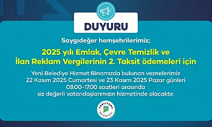 Yeşilyurt'ta Vergi Ödemeleri Hafta Sonu da Yapılabilecek