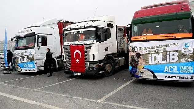 3 Tır İnsani Yardım Malzemesi Suriye'ye gönderildi