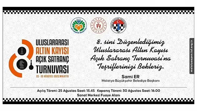 8. Uluslararası Altın Kayısı Satranç Turnuvası Başlıyor