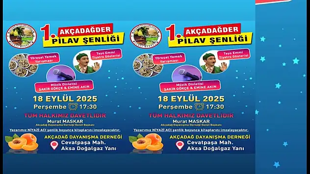 Akçadağ Dayanışma Derneği'nden Pilav Festivali Daveti