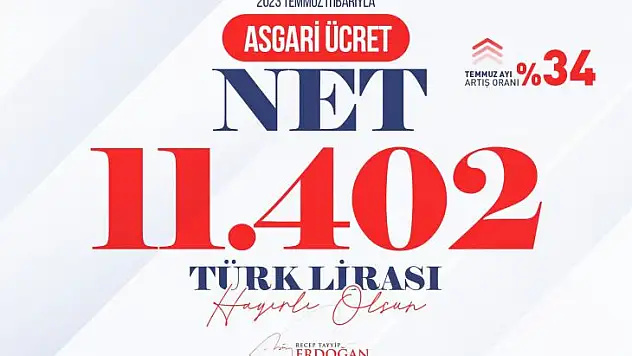 Asgari ücrete yüzde 34 zam