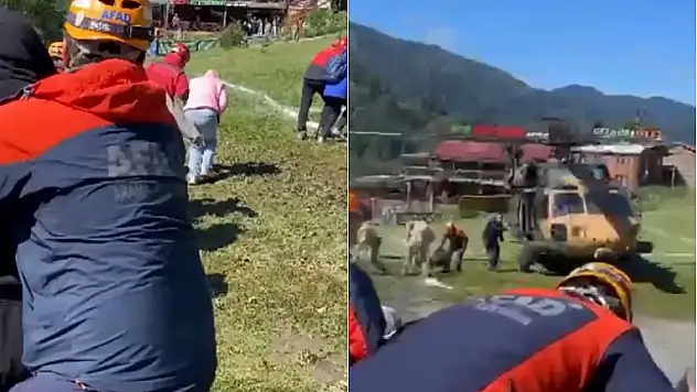 Ayder Yaylası'nda Mahsur Kalan 115 Kişi Helikopterlerle Tahliye Edildi