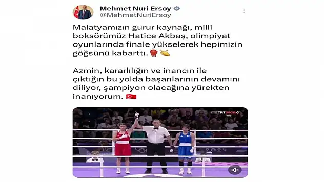 Bakan Ersoy'dan Akbaş'a Kutlama Mesajı