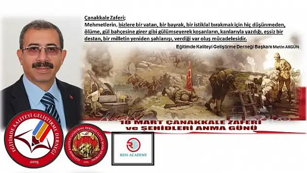 Başkan Akgün'den 18 Mart Çanakkale Zaferi Mesajı.
