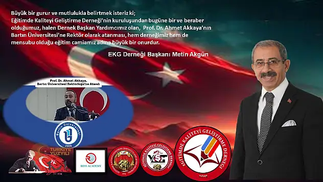 Başkan Akgün ''Prof. Dr. Ahmet Akkaya'nın Bartın Ünv.'ne Rektör Olarak Atanması İle İftihar Ediyoruz''