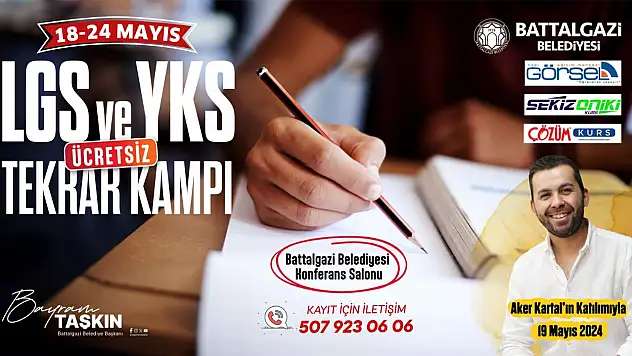 Battalgazi Belediyesi'nden gençlere ücretsiz LGS ve YKS kampı