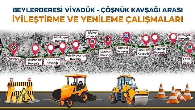 Beylerderesi Viyadüğü ile Çöşnük Kavşağı Arasında Yol Çalışması Başlıyor