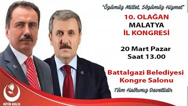 Büyük Birlik Partisi Kongresine Destici'de katılacak