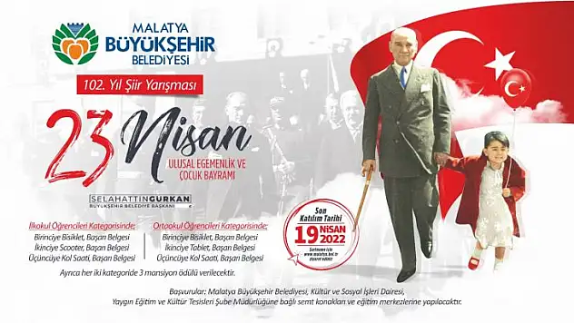 Büyükşehir Belediyesinden 23 Nisan'a özel şiir yarışması