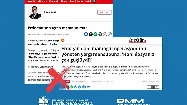 Cumhurbaşkanı Erdoğan'ın, İBB soruşturmasıyla ilgili bir yargı mensubunu aradığı iddialarına yalanlama