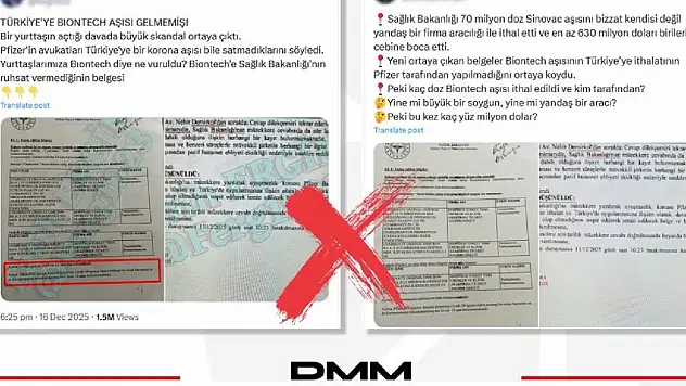 DMM'den 'Türkiye'ye BioNTech aşıları gelmedi' iddialarına yalanlama