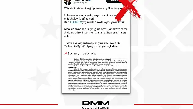 DMM, ÖSYM'de adayların puanlarının değiştirildiği iddialarını yalanladı
