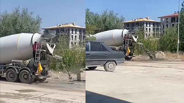 Doğanşehir'de Beton Mikseri Tepkisi: Atık Beton Yol Kenarına Döküldü